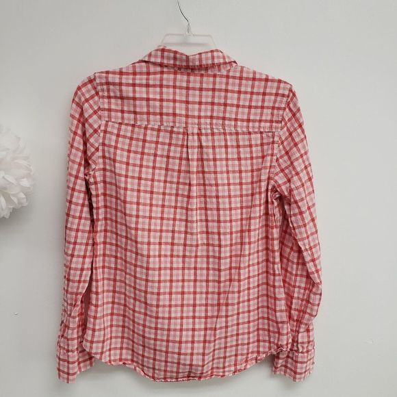 Vineyard Vines Quarter Button Up Gingham Top Size 6 - Picture 5 of 6